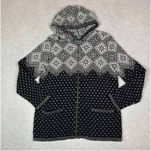 Vintage Ralph Lauren Jacket Womens Lambs Wool Hooded Full Zip Sweater.